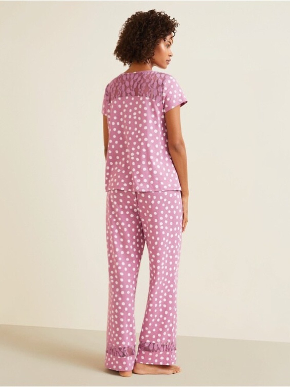 Garnett Hill Green Cotton Polka Dot Pajama Set Pink White Size Medium